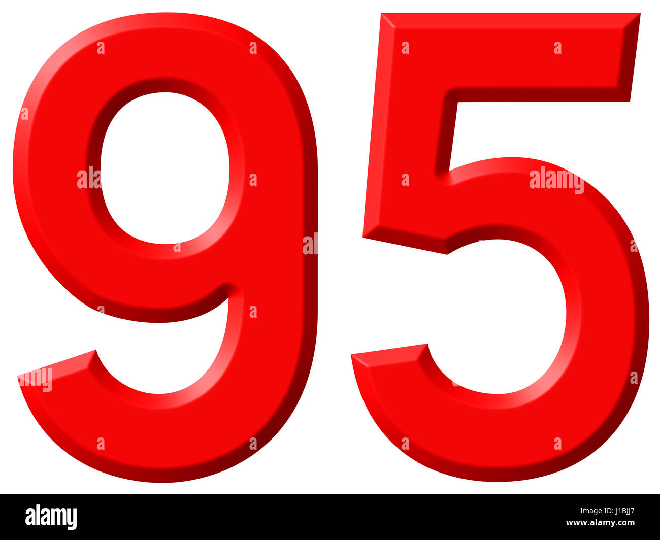 Numeral 95, ninety five, isolated on white background, 3d render Stock ...