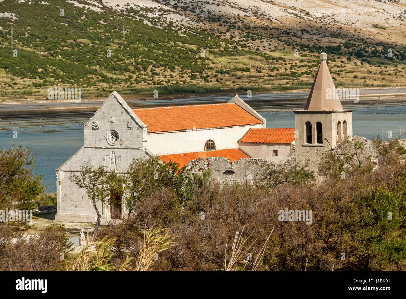 Church of St. Mary in old Pag town (Stari grad), Pag island, Croatia ...