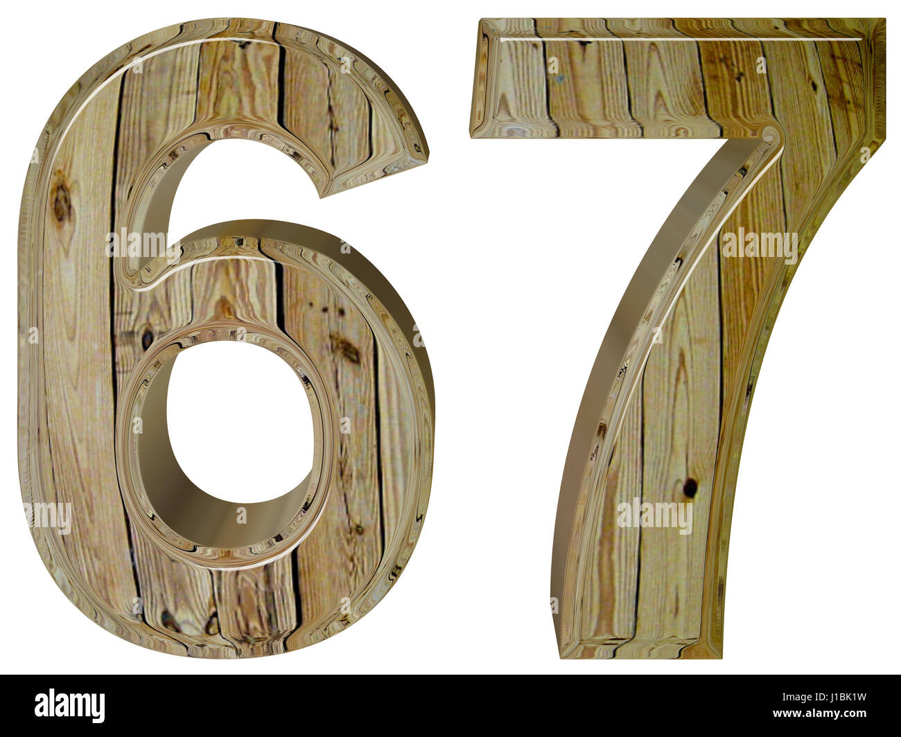 Numeral 67, sixty seven, isolated on white background, 3d render Stock ...