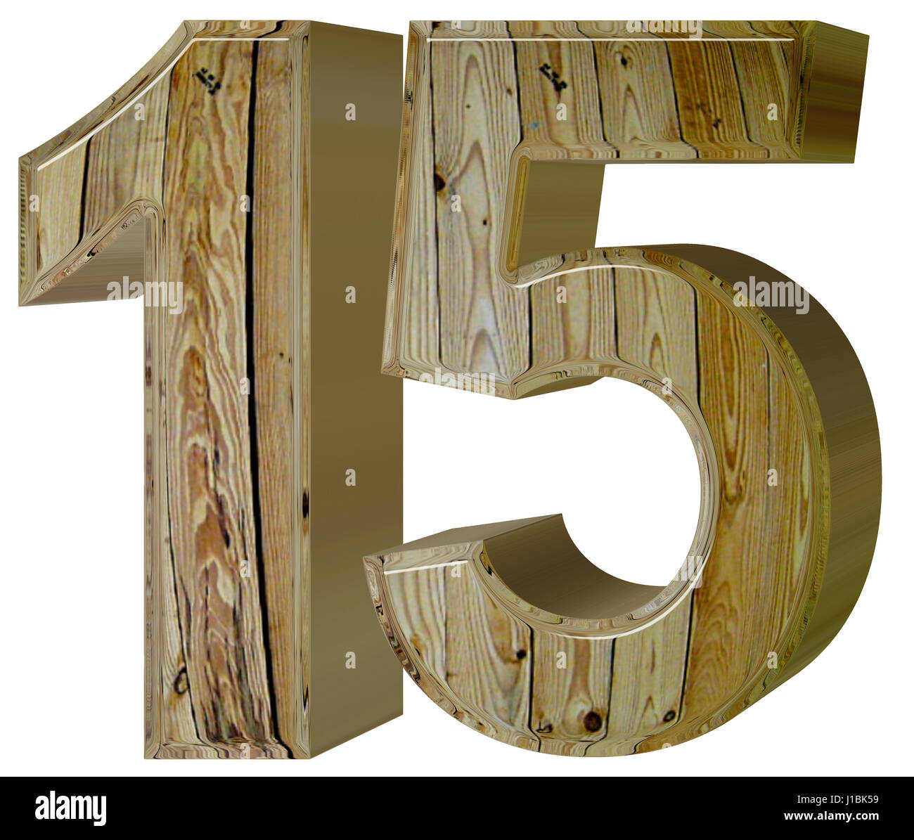 Numeral 15, fifteen, isolated on white background, 3d render Stock ...
