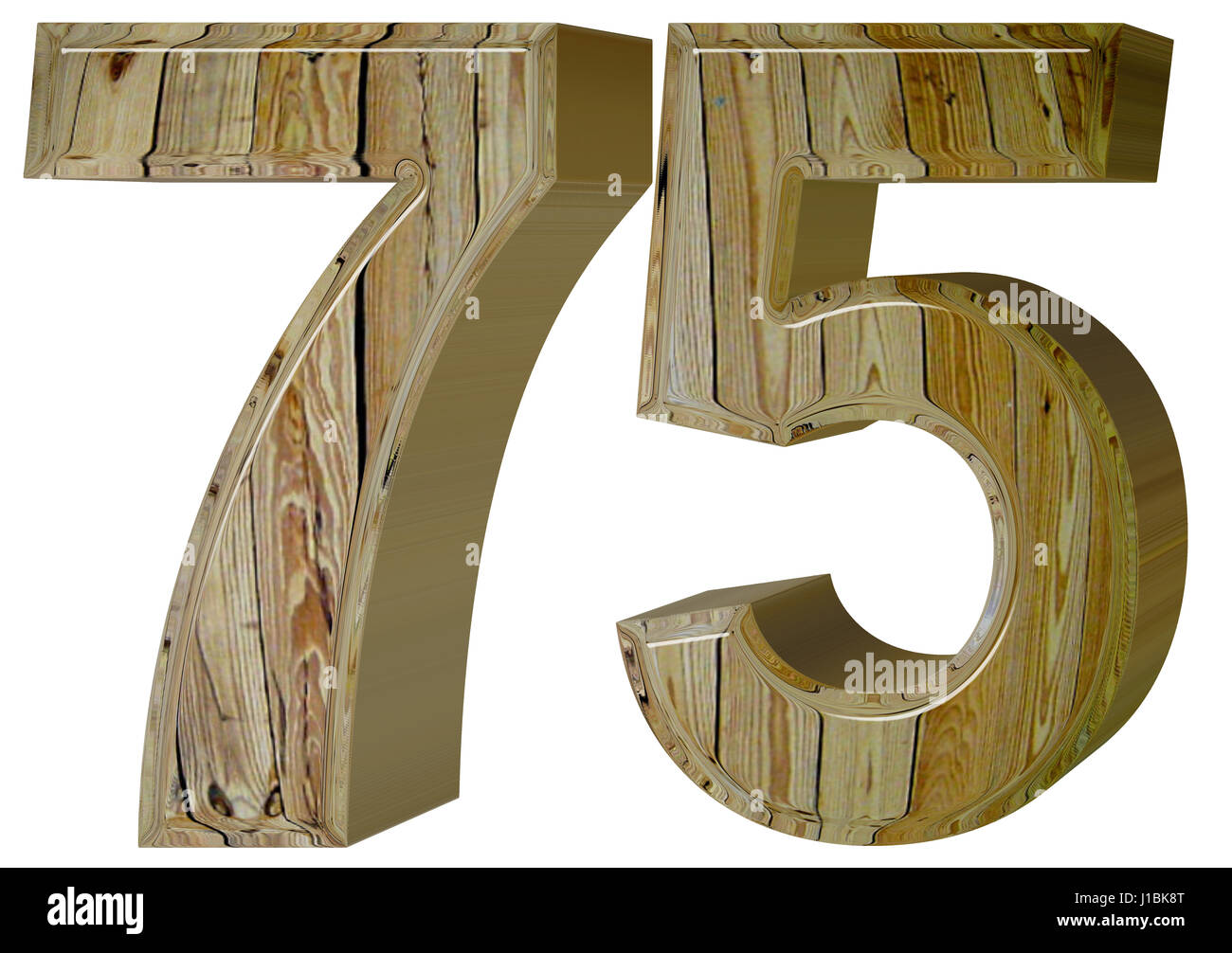 Numeral 75, seventy five,, isolated on white background, 3d render ...