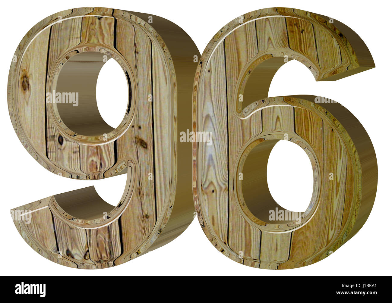 Numeral 96 ninety six isolated on white background 3d render Stock