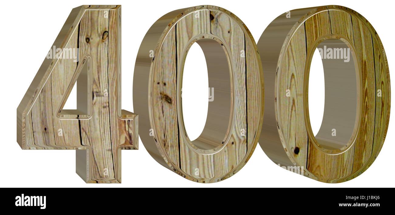 Numeral 400 four hundred isolated on white background 3d render