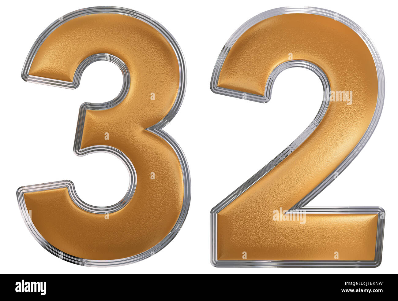 Numeral 32, thirty two, isolated on white background, 3d render Stock Photo
