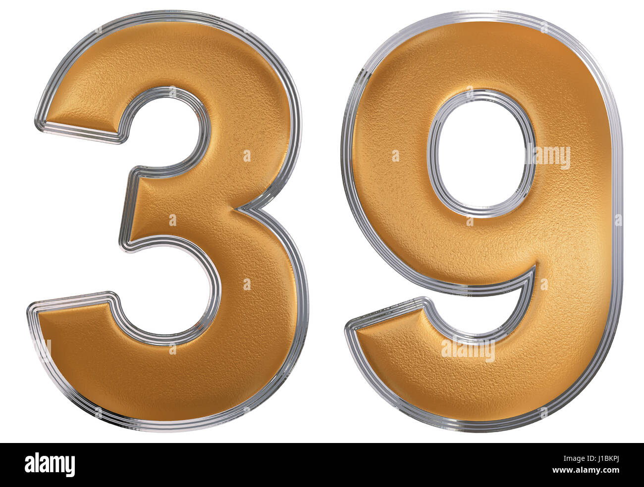 Numeral 39, thirty nine, isolated on white background, 3d render Stock Photo