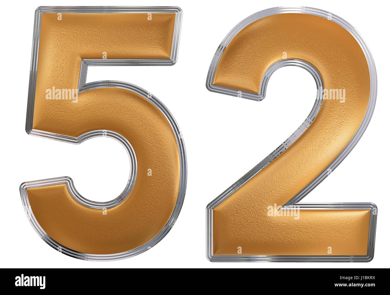 Numeral 52 fifty two isolated on white background 3d render Stock