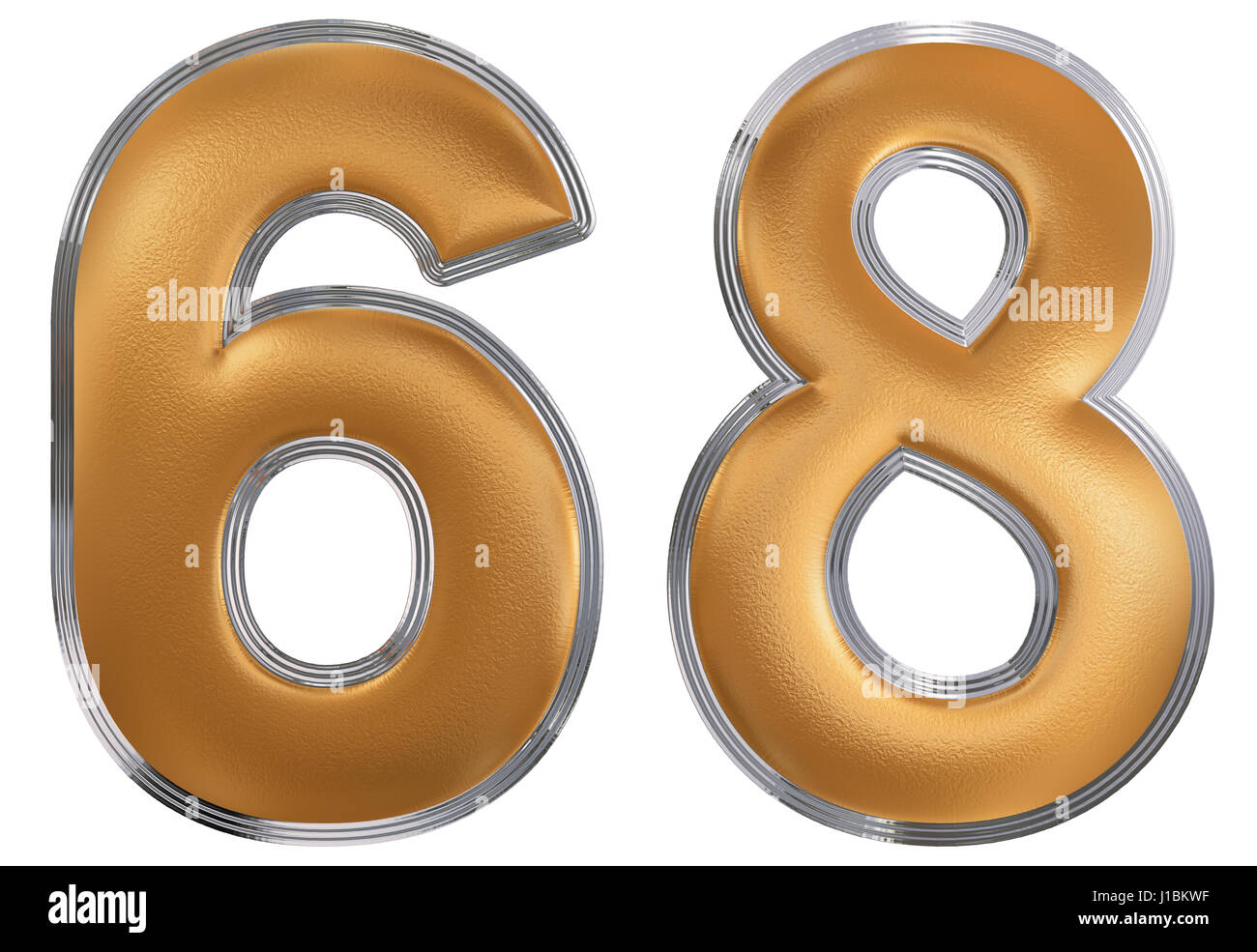 Numeral 68, sixty eight, isolated on white background, 3d render Stock ...