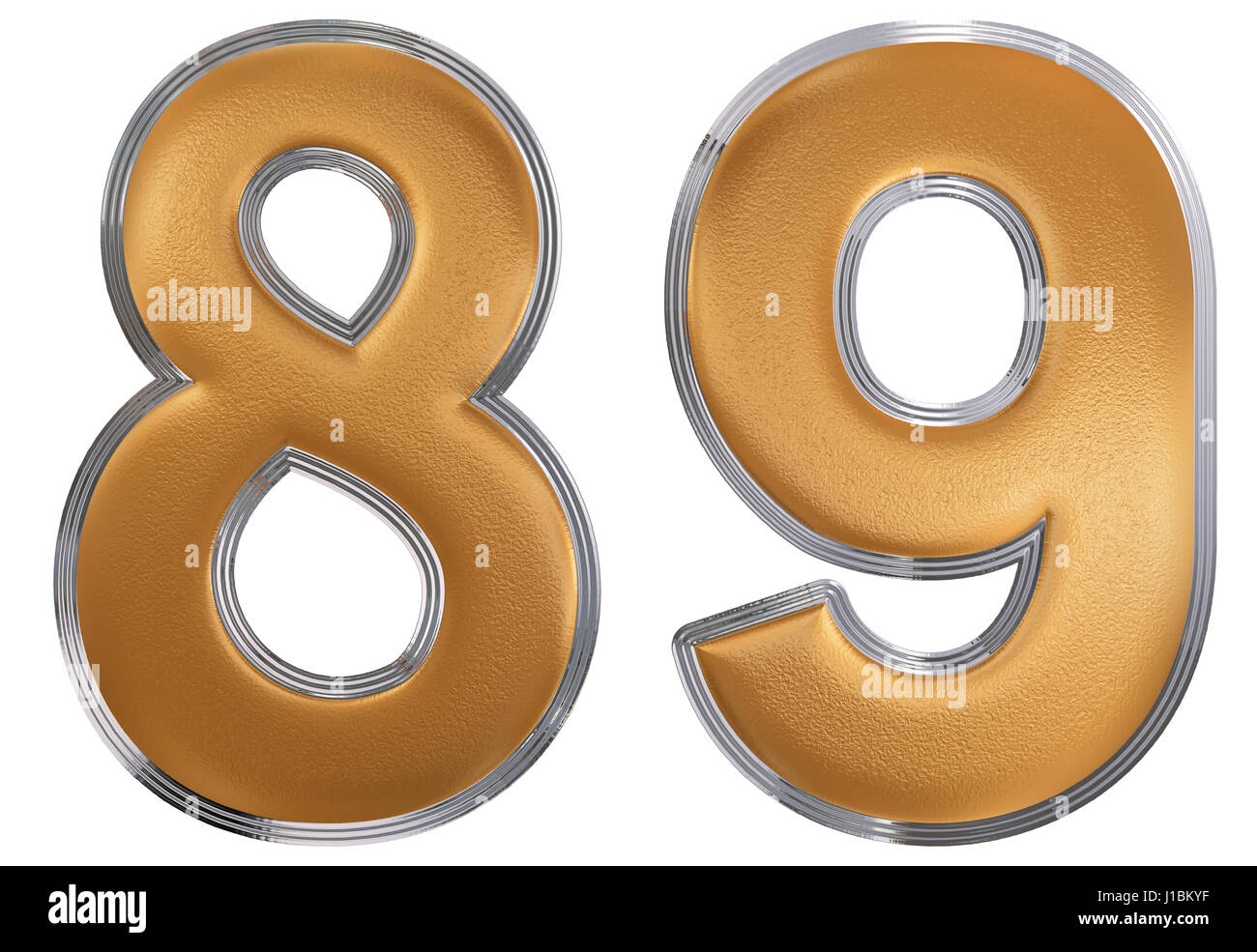 Numeral 89, eighty nine, isolated on white background, 3d render Stock Photo