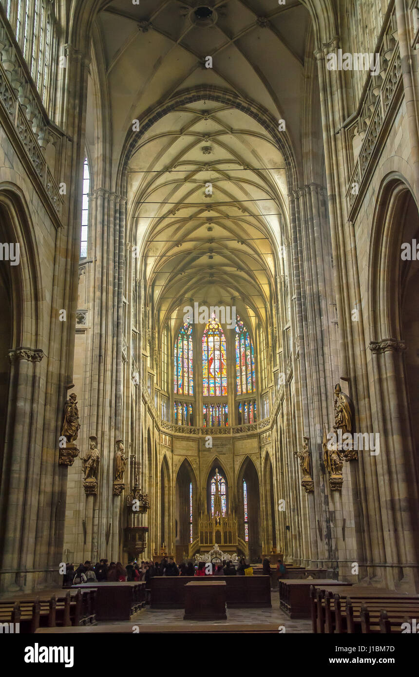 The design of the Gothic cathedral was entrusted to the French architect Matthias of Arras who found the inspiration in classical French cathedrals. Stock Photo