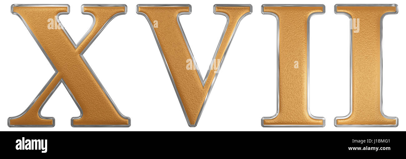 Roman numeral XVII, septendecim, 17, seventeen, isolated on white  background, 3d render Stock Photo - Alamy