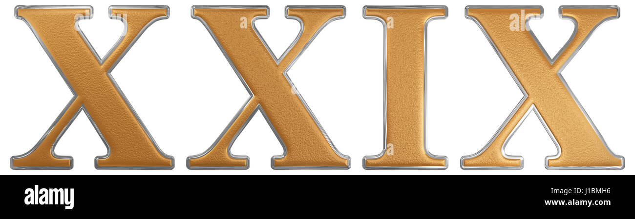 Roman Numeral Xxix Novem Et Viginti 29 Twenty Nine Isolated On White Background 3d Render Stock Photo Alamy