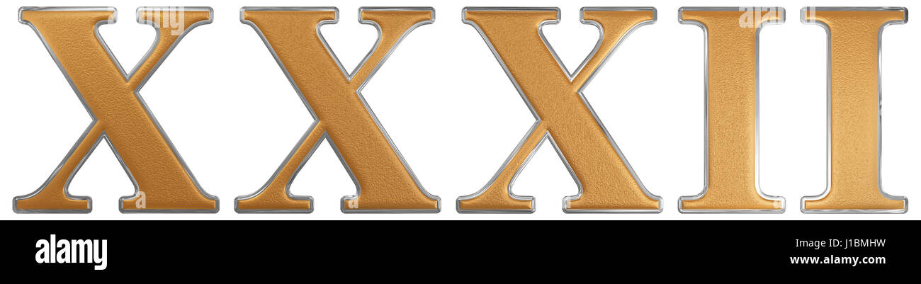 Roman Numeral Xxxii Duo Et Triginta 32 Thirty Two Reflected On The Water Surface Isolated On White 3d Render Stock Photo Alamy