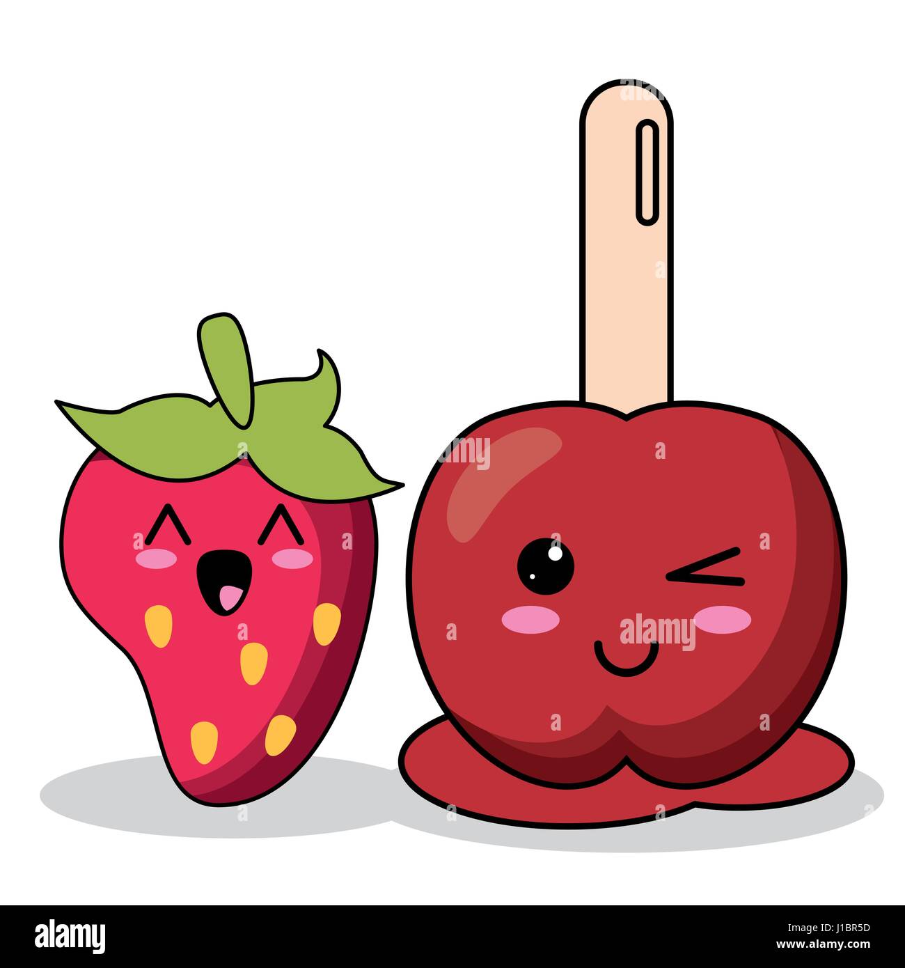 kawaii candy apple strawberry image Stock Vector Image & Art Alamy