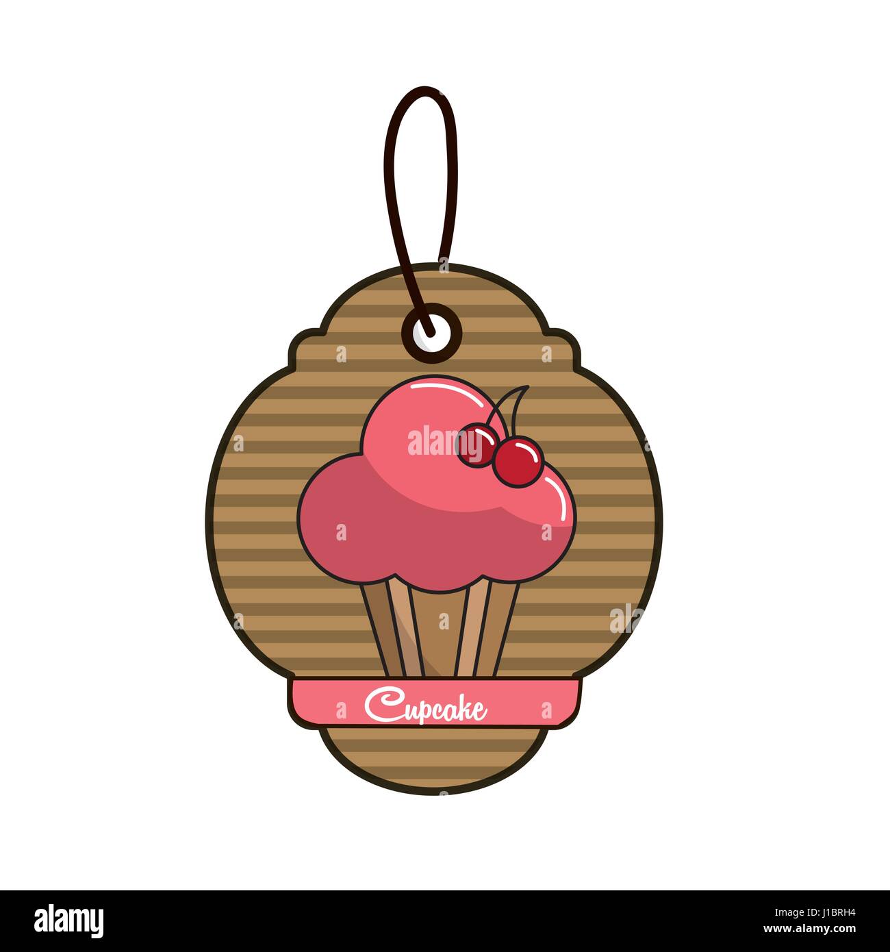 label cup cake icon with delicious cherries Stock Vector Image & Art ...