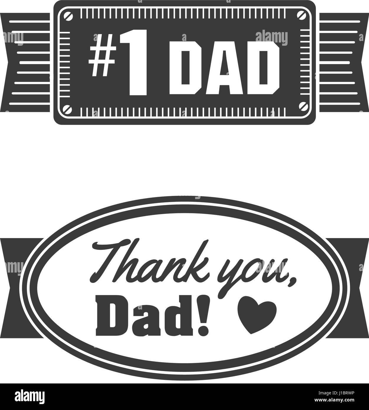 Isolated Happy fathers day quotes on the white background. Thank you, Dad. Congratulations Papa label, badge vector. Daddy elements Stock Vector