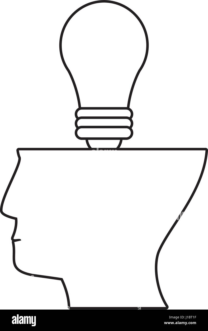 human head bulb idea outline Stock Vector Image & Art - Alamy