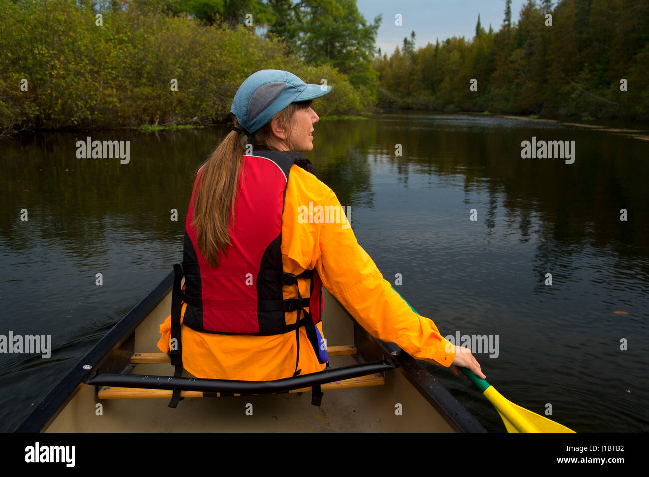 Canoeing the Brule River, Brule River State Forest, Wisconsin Stock