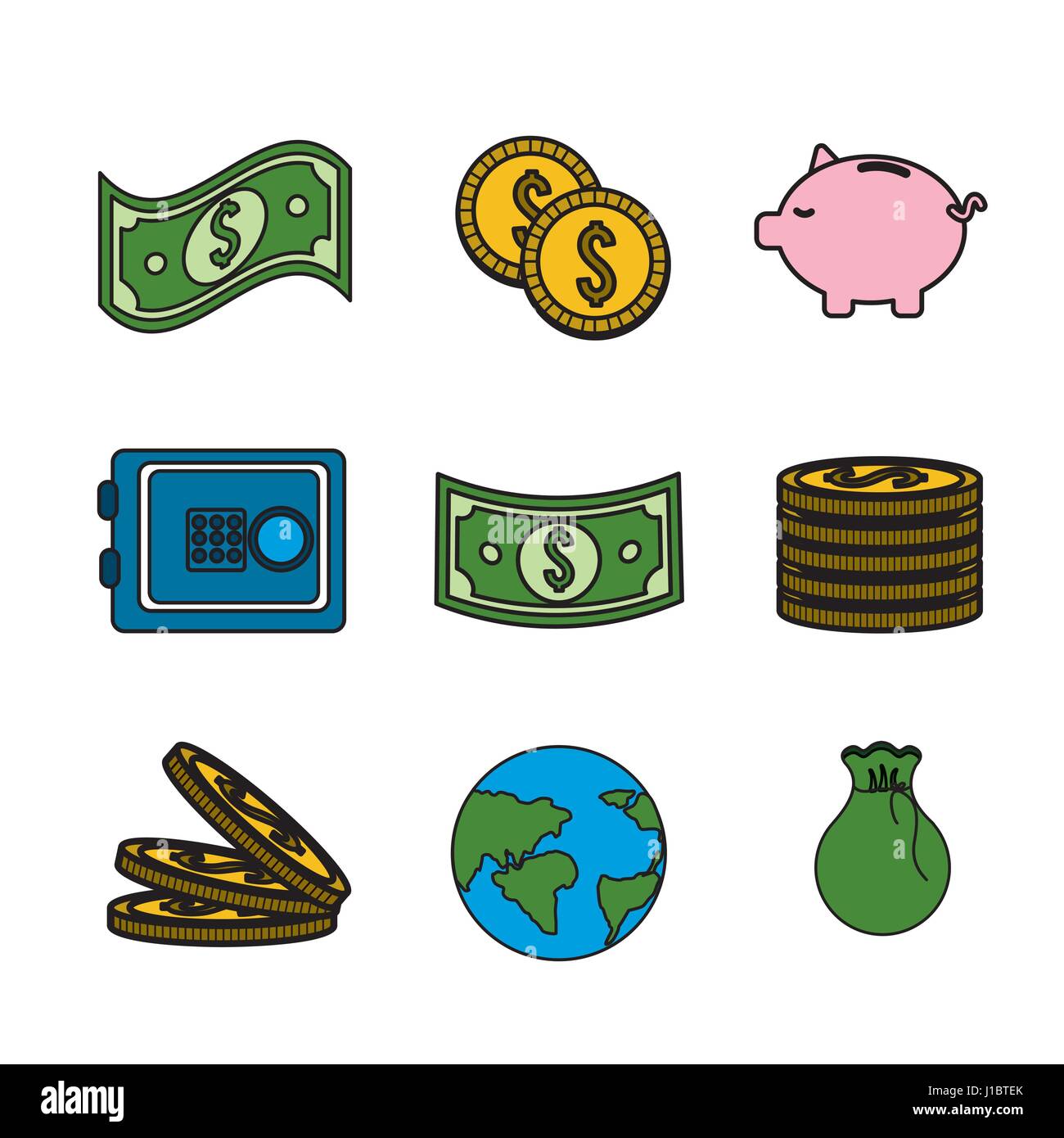 global coins and bills money with tools save Stock Vector Image & Art ...