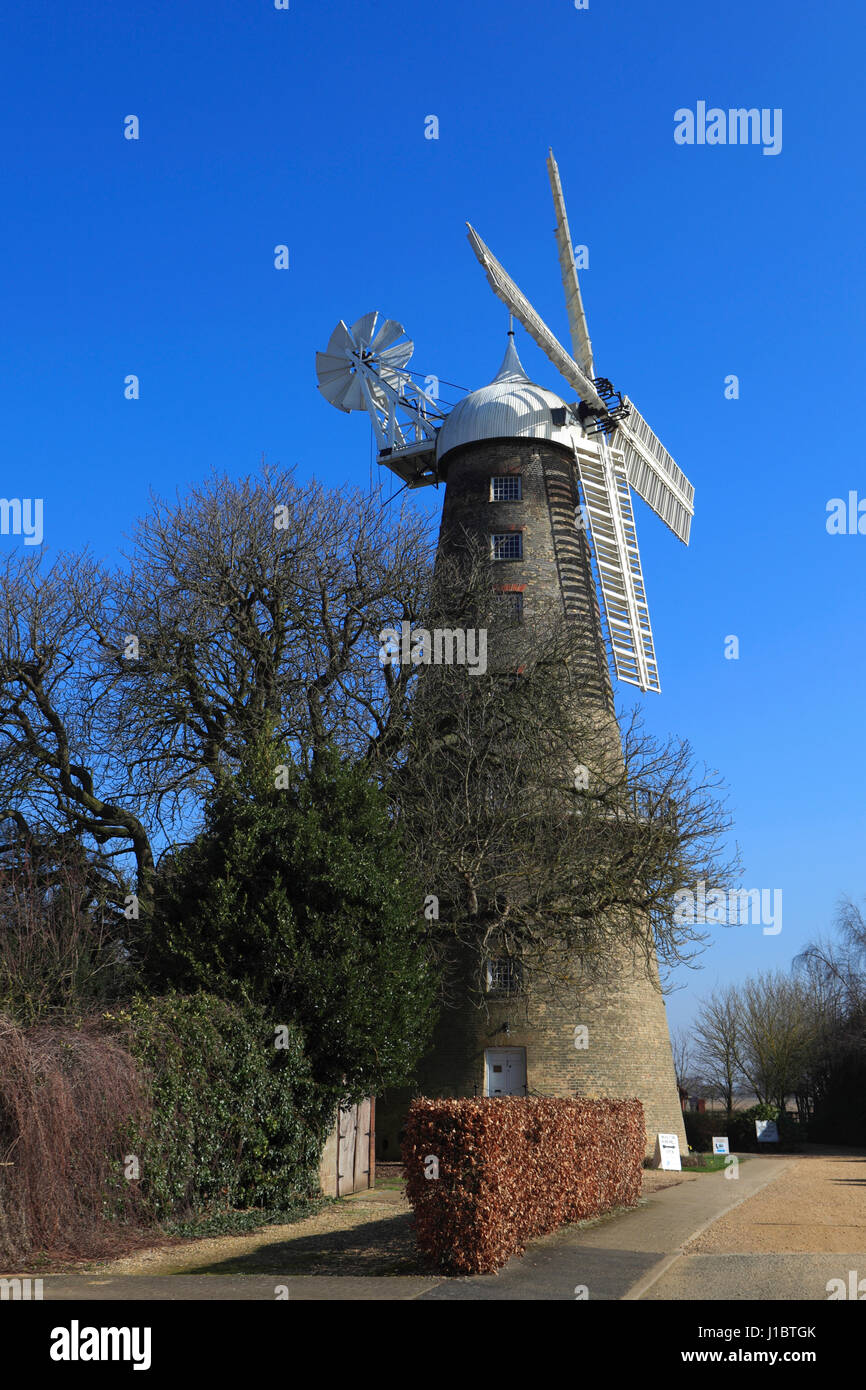 Moulton tower windmill, Moulton village, Lincolnshire, England Stock