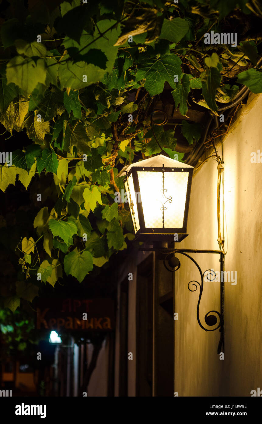 Old street lamp in the ancient town of Tryavna in Bulgaria Stock Photo