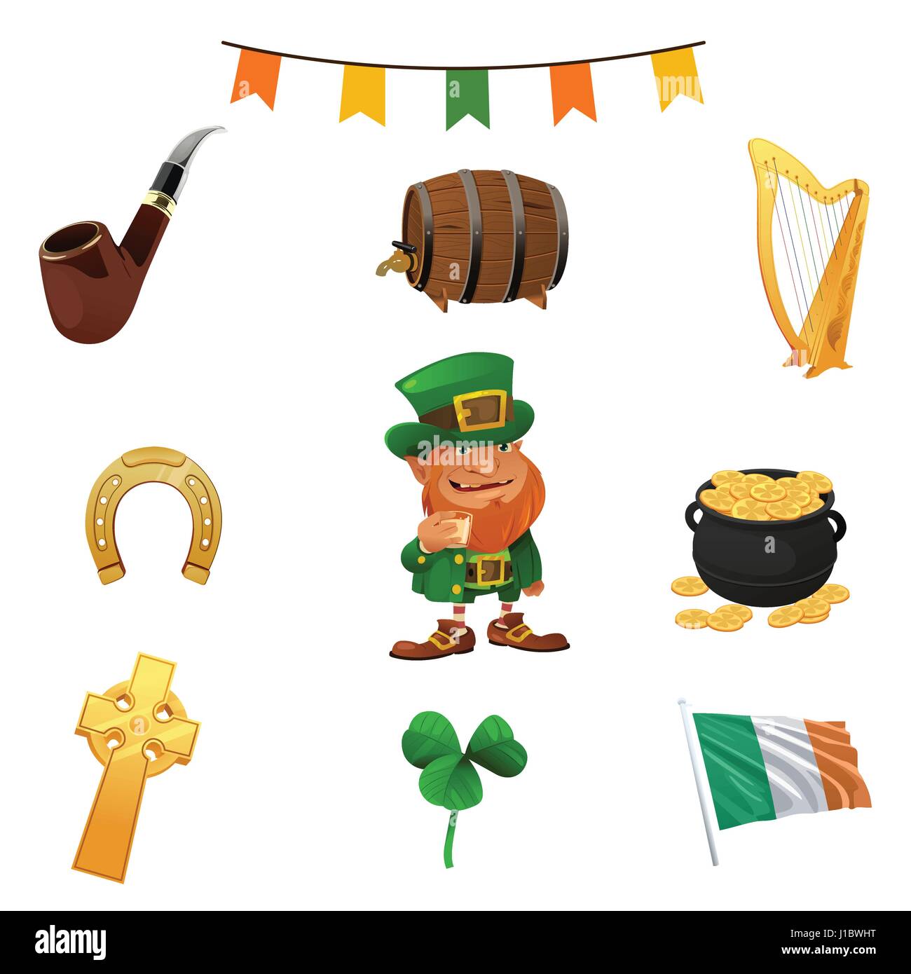 A vector illustration of St Patrick's Day Icons Stock Vector Image ...