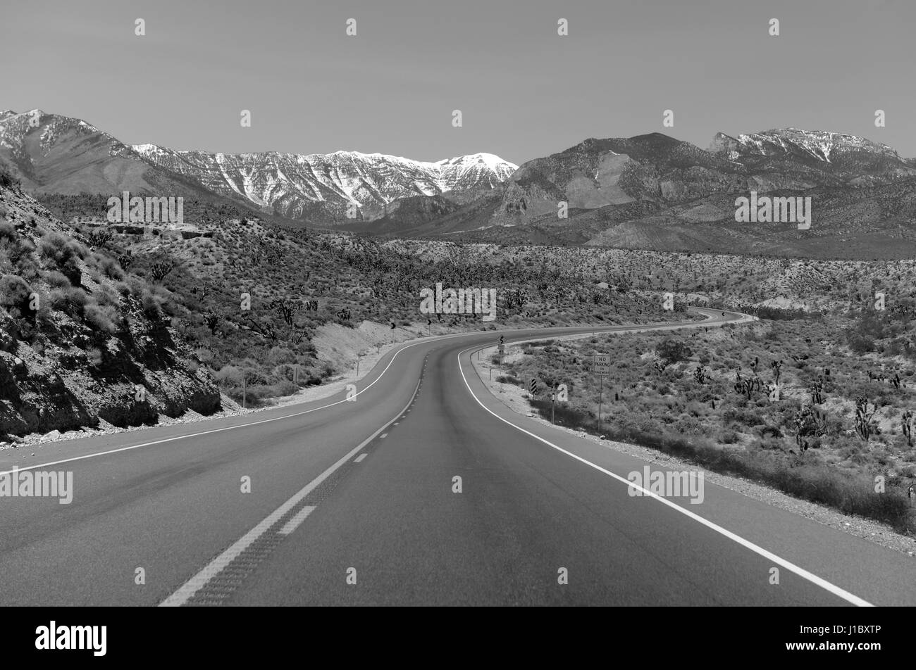 Driving into the Spring Mountains, near Las Vegas Nevada Stock Photo ...