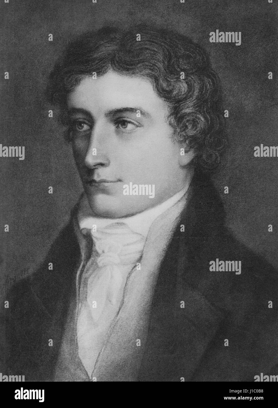 John Keats, (1795-1821), English Poet, Portrait, Illustration Stock Photo