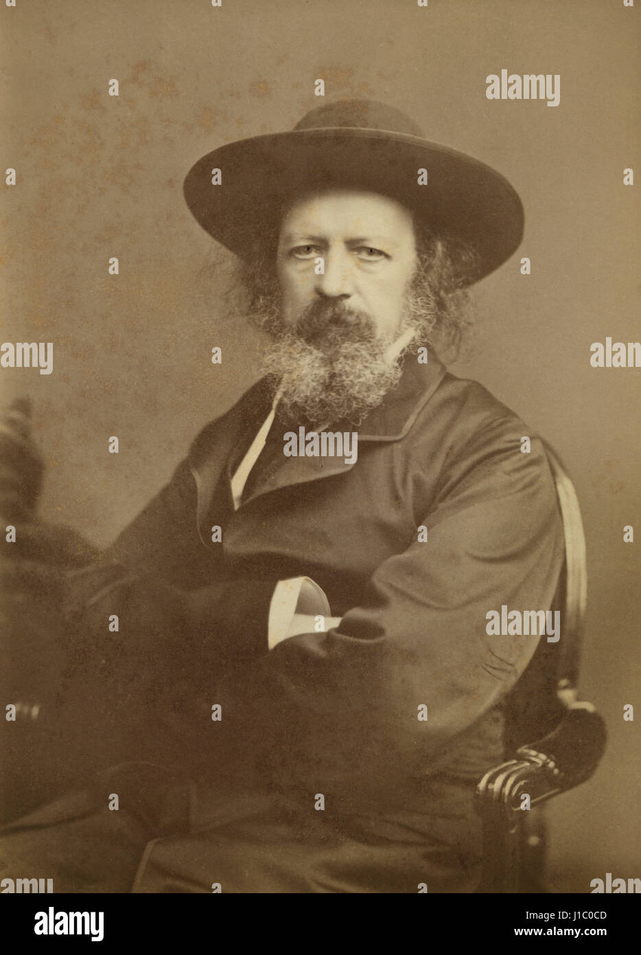 Alfred, Lord Tennyson (1809-92), Noted English Poet, Portrait, Photographed by Elliott and Fry of 55, Baker Street, London, UK Stock Photo