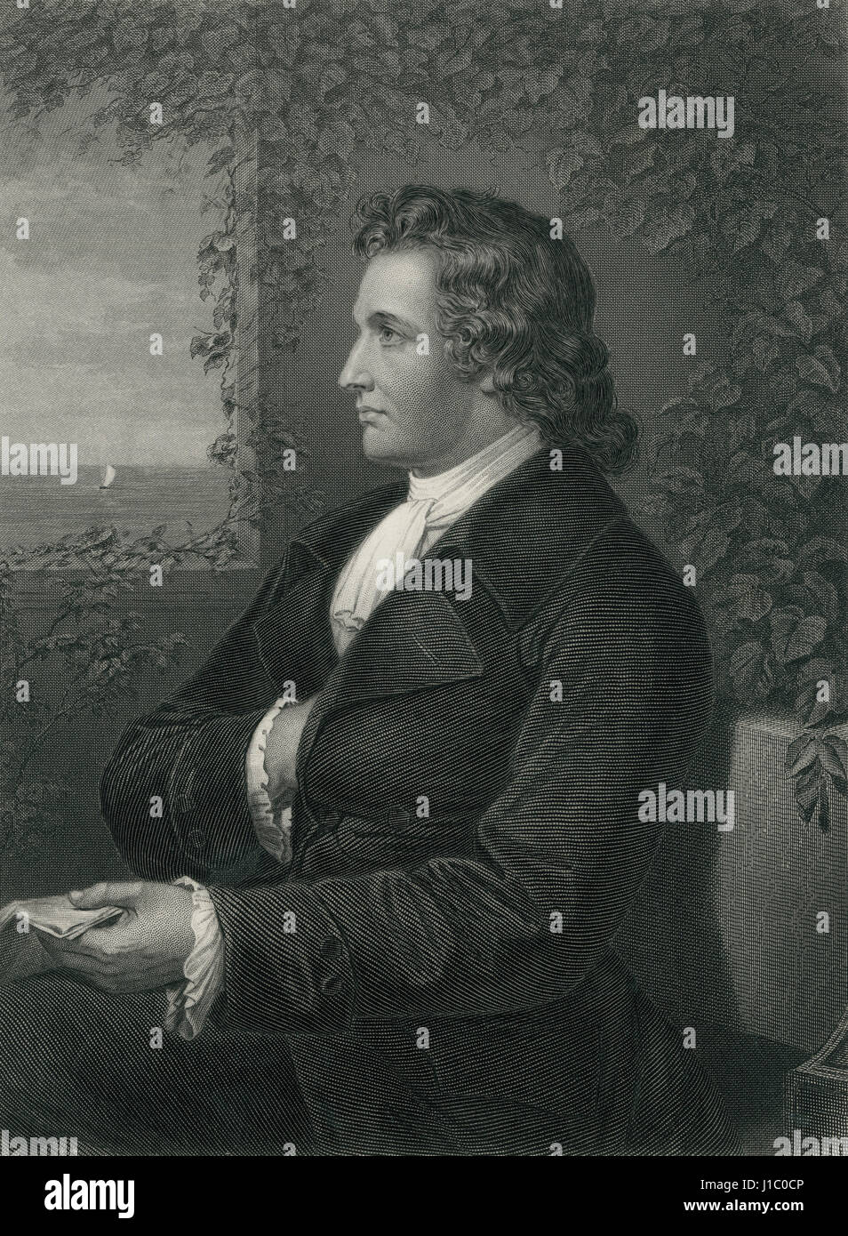Johann Wolfgang von Goethe (1749-1832), German Writer and Statesman, Portrait, Engraving from a Photograph by Fr. Bruckmann, 1870's Stock Photo