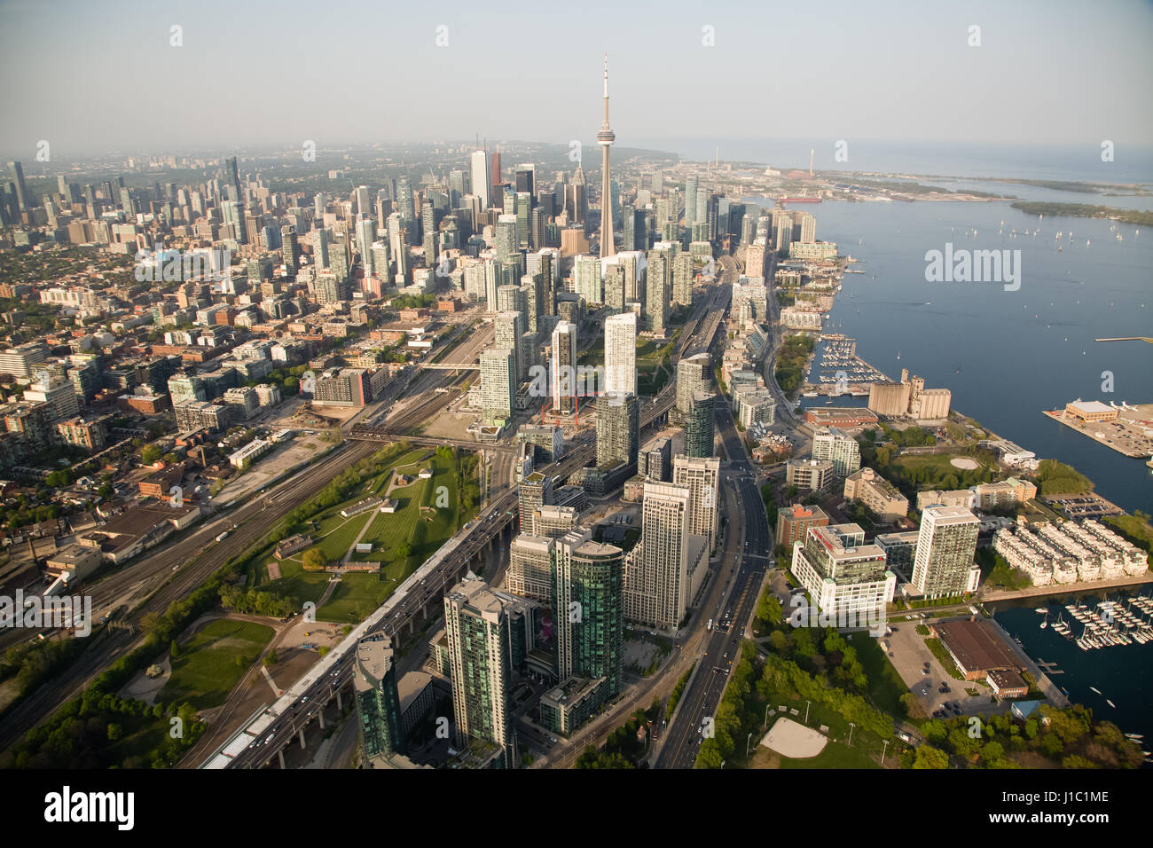 Views of Toronto's downtown core from up above. Stock Photo