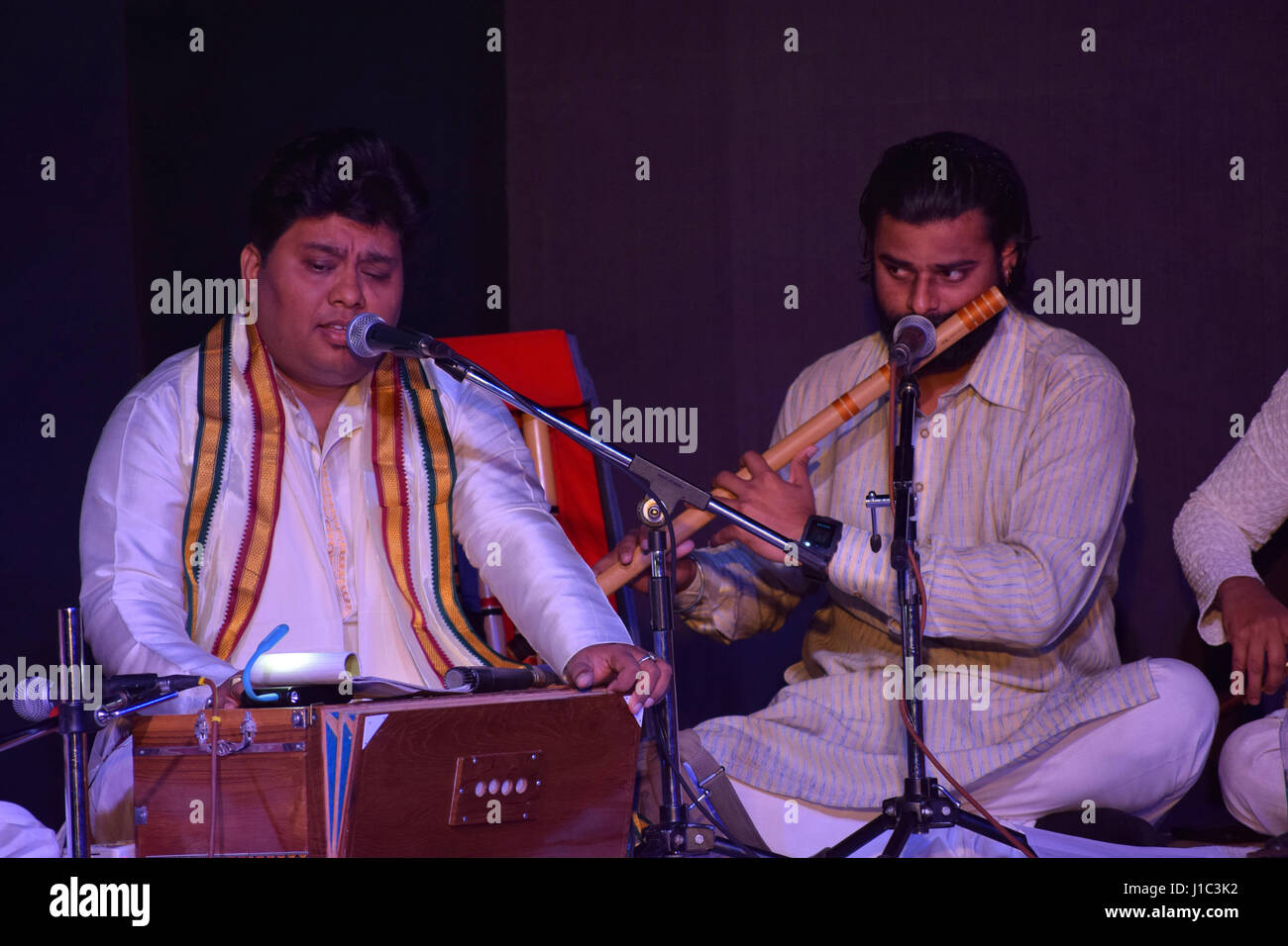 Band playing traditional Indian musical instruments, Pune, Maharashtra. Stock Photo
