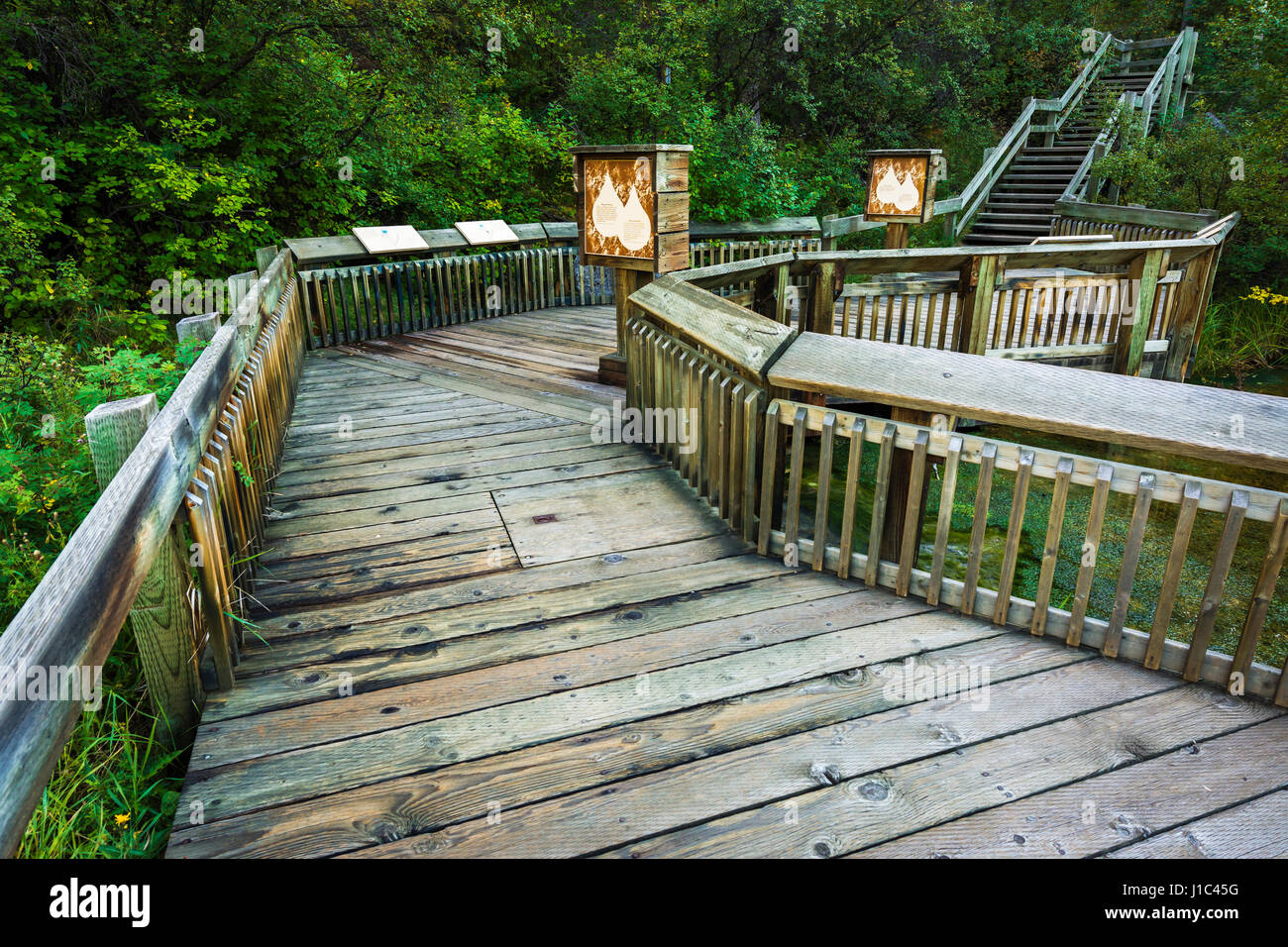 Interpretive boardwalk at Cave and Basin National Historic Site, Banff