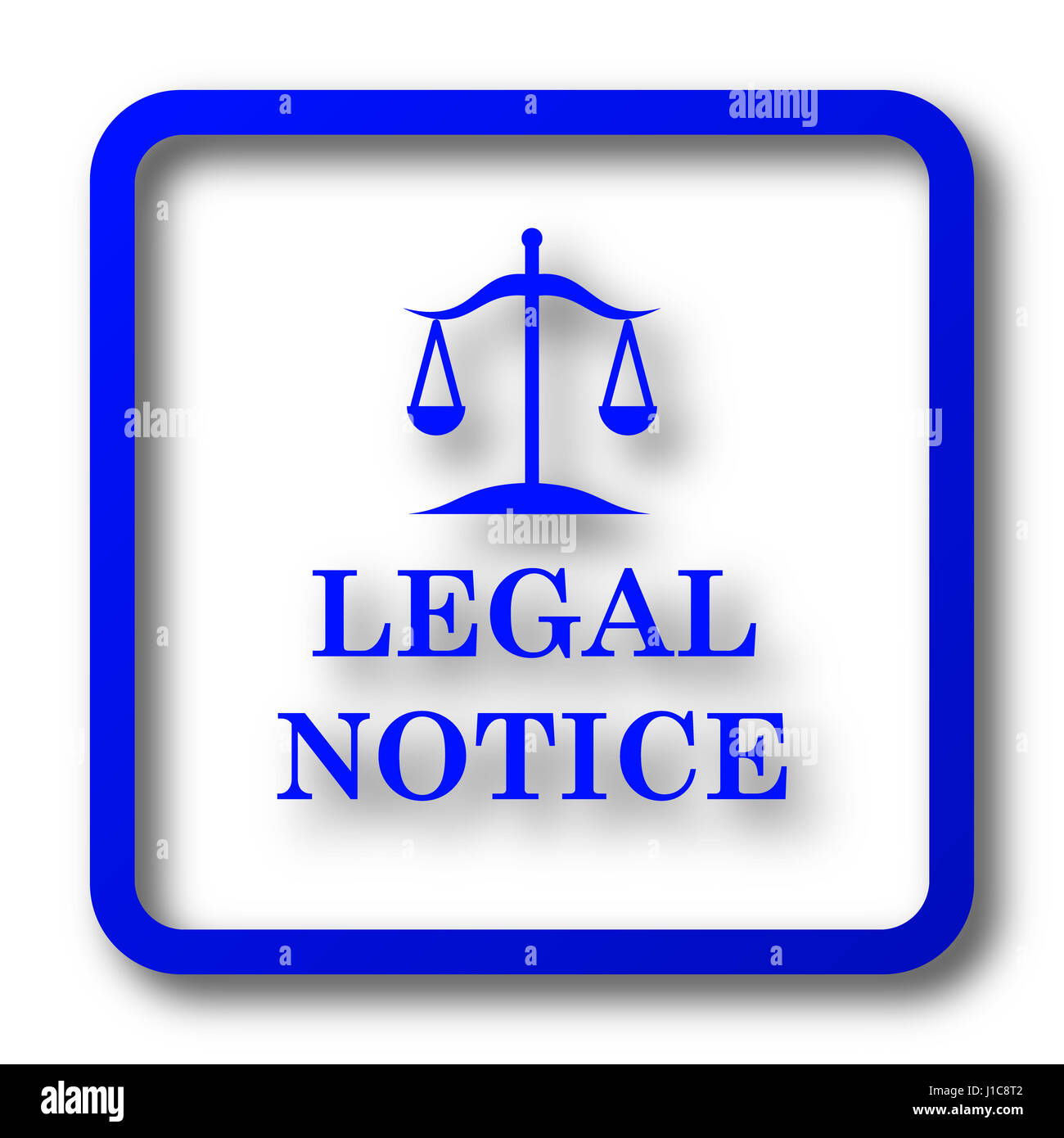 Legal notice icon. Legal notice website button on white background. Stock Photo