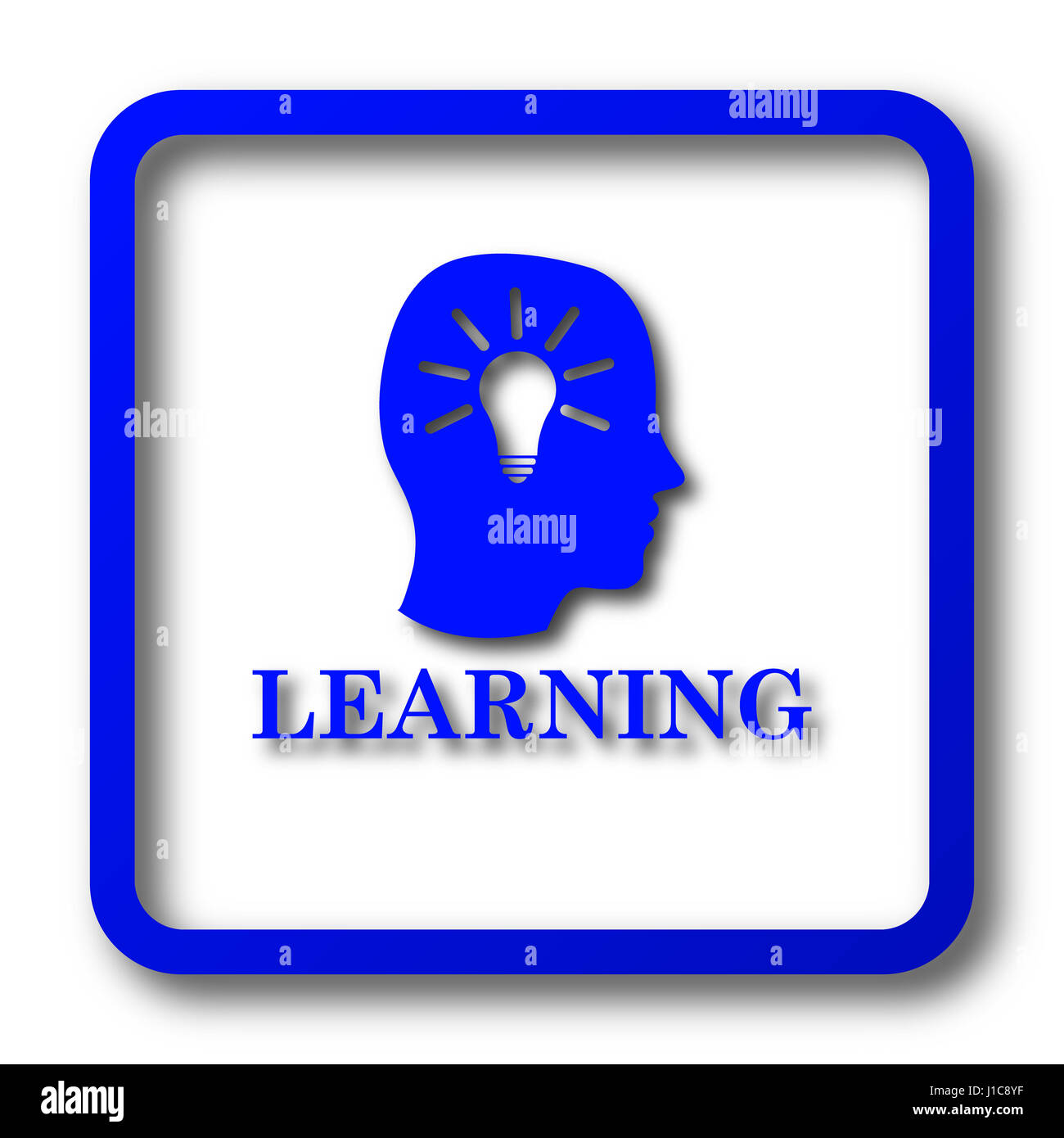 Learning icon. Learning website button on white background Stock Photo ...