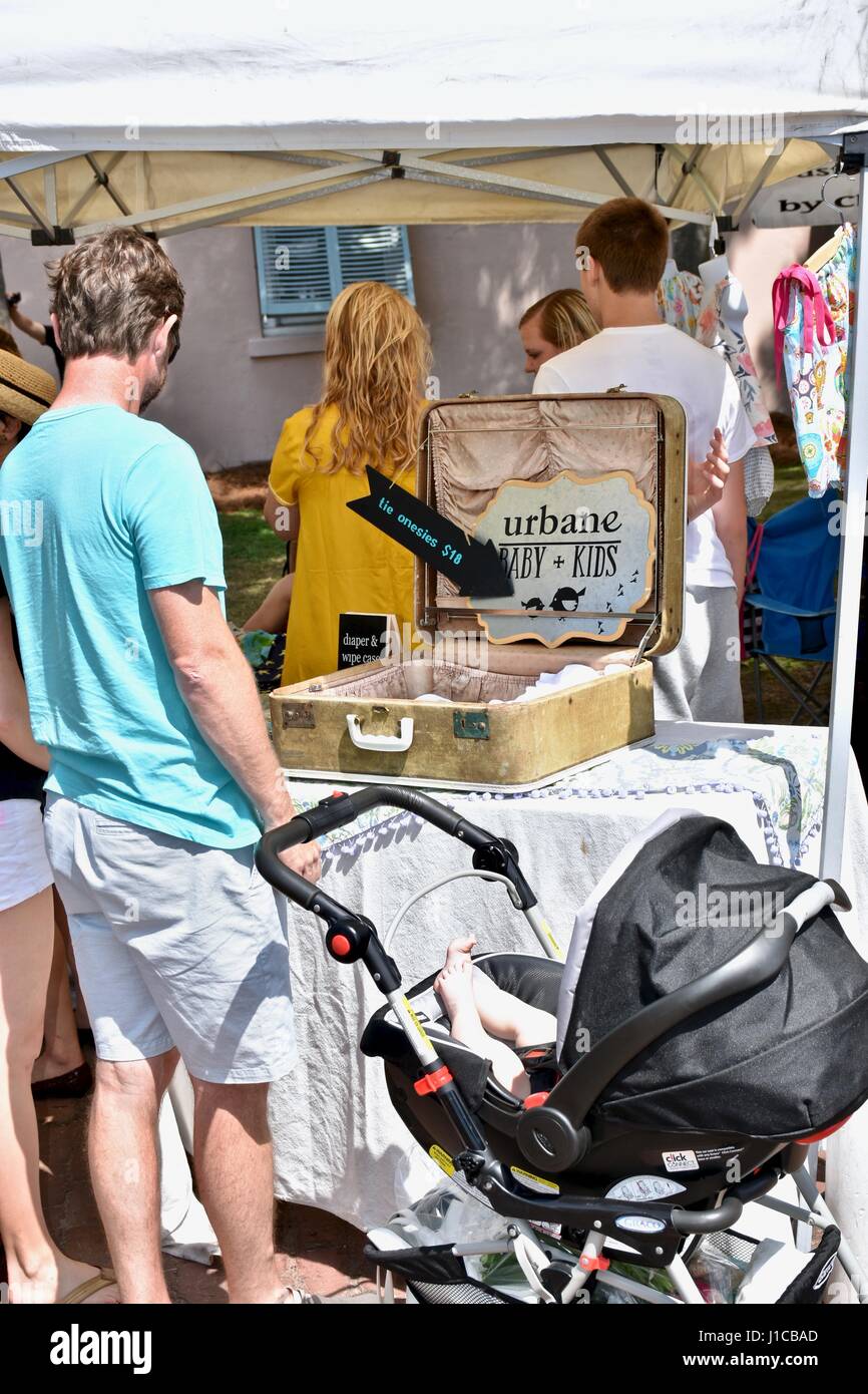 Urbane baby and kids clothes at the Charleston farmers market Charleston, South Carolina Stock Photo