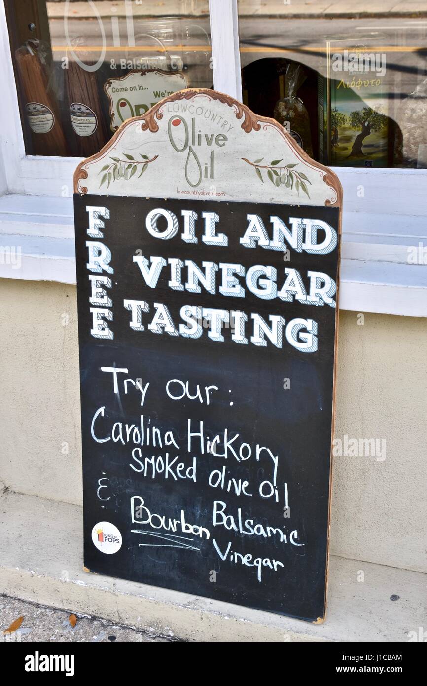 Oil and vinegar tasting sign Stock Photo Alamy