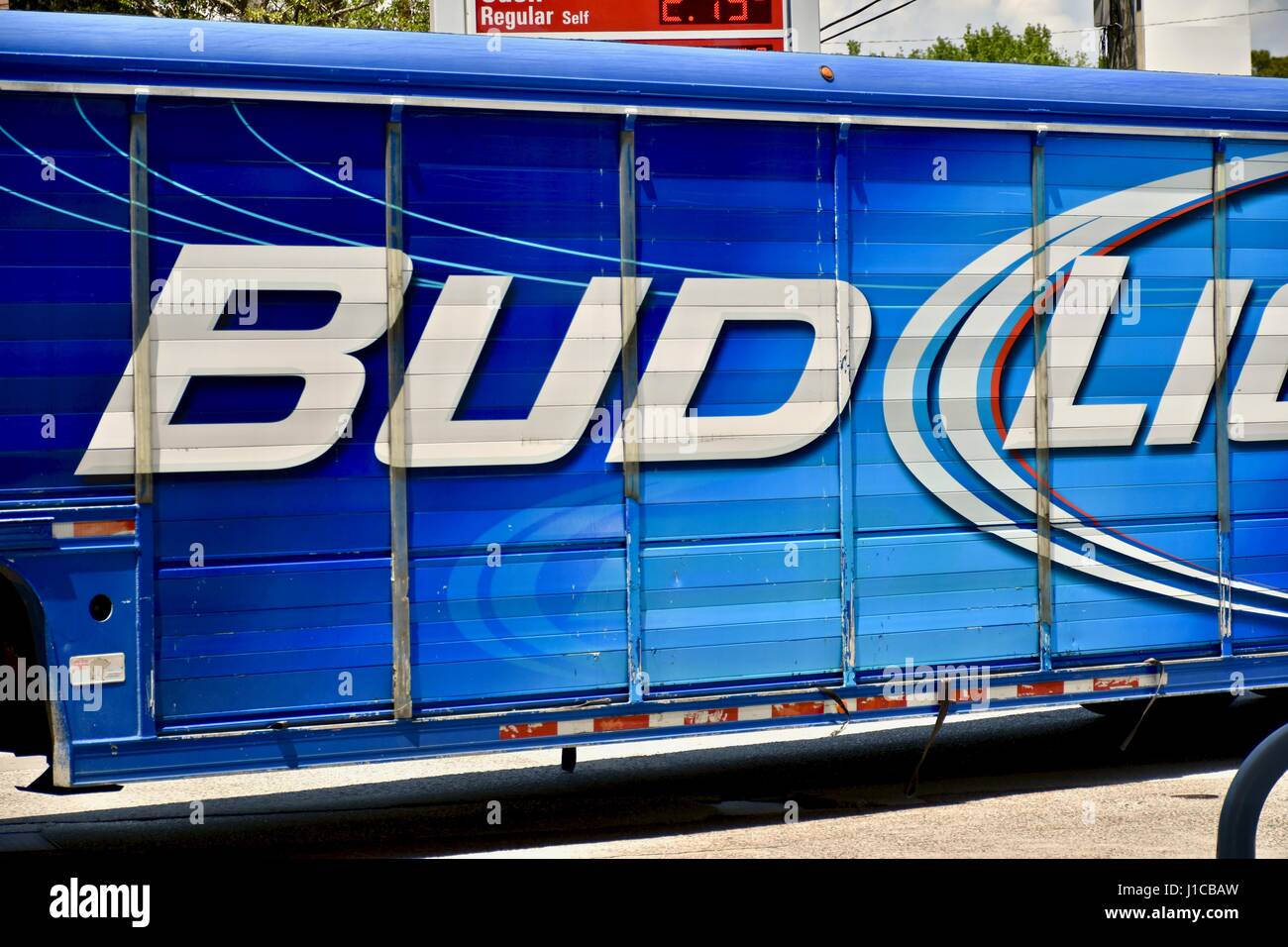 Bud Light truck parked at gas station Stock Photo Alamy