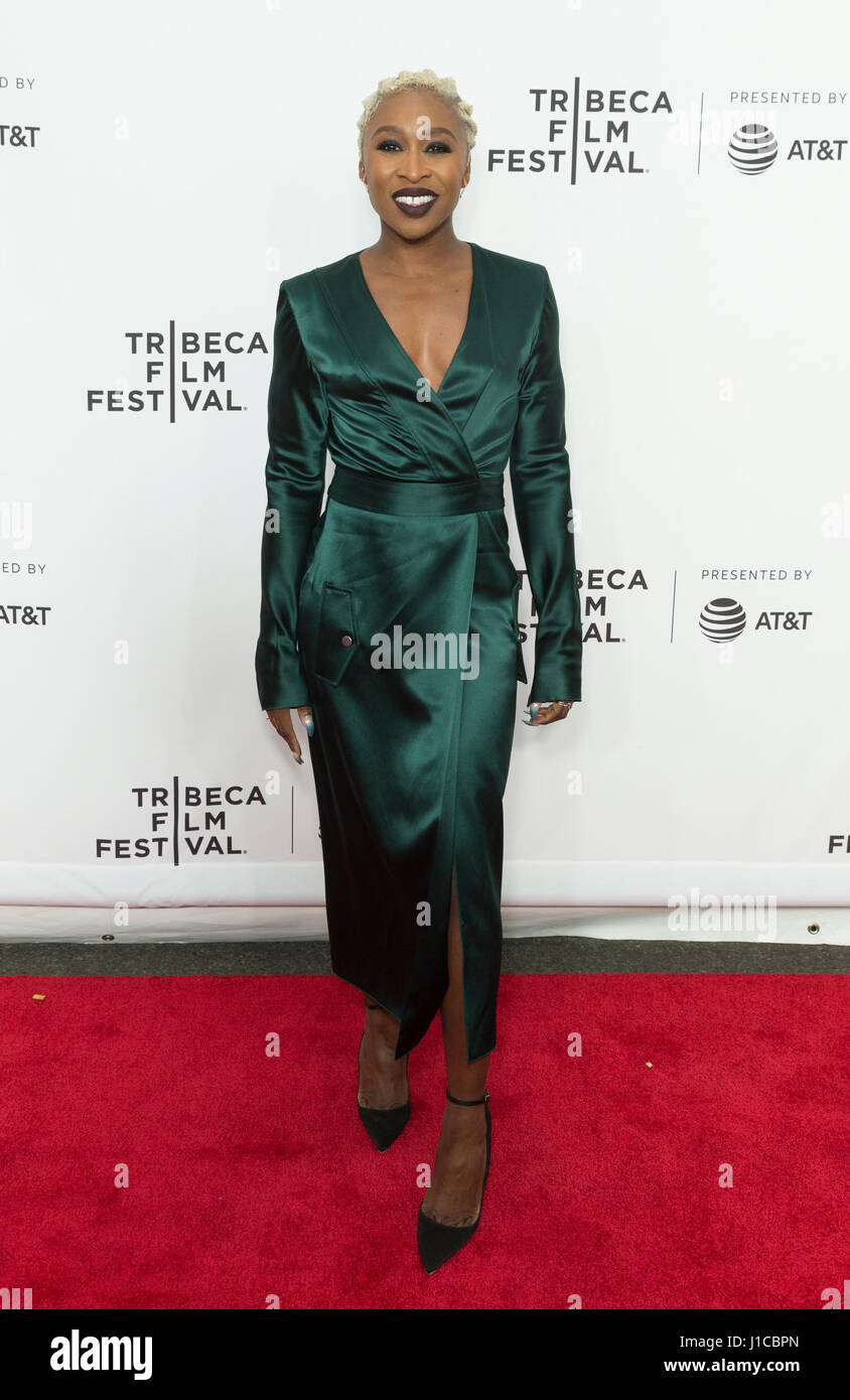 New York, United States. 19th Apr, 2017. Cynthia Erivo attends movie Clive Davis: The Soundtrack Of Our Lives Premiere at Radio City Music Hall during Tribeca Film Festival opening night Credit: Lev Radin/Pacific Press/Alamy Live News Stock Photo