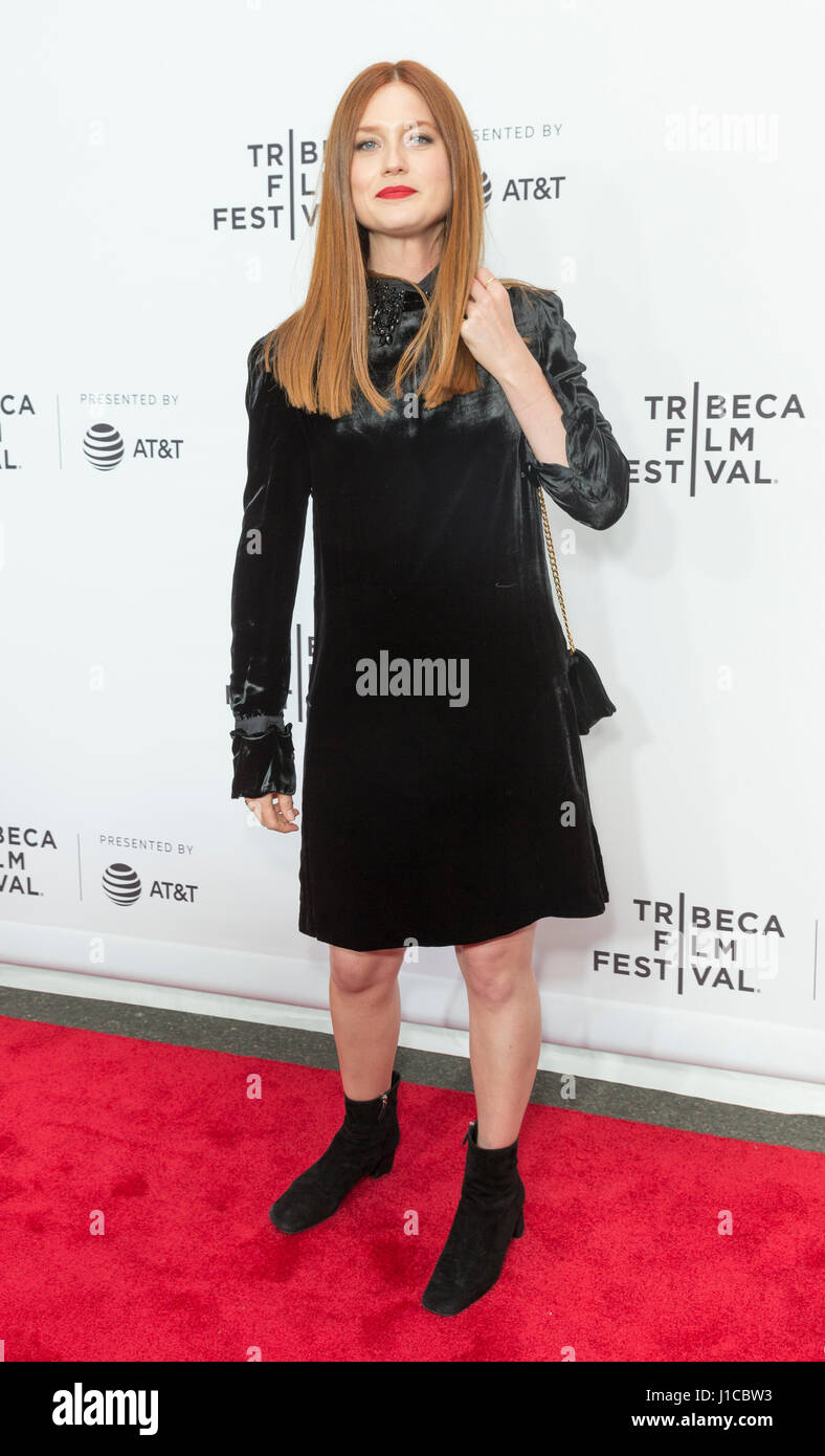 New York, United States. 19th Apr, 2017. Bonnie Wright wearing Prada