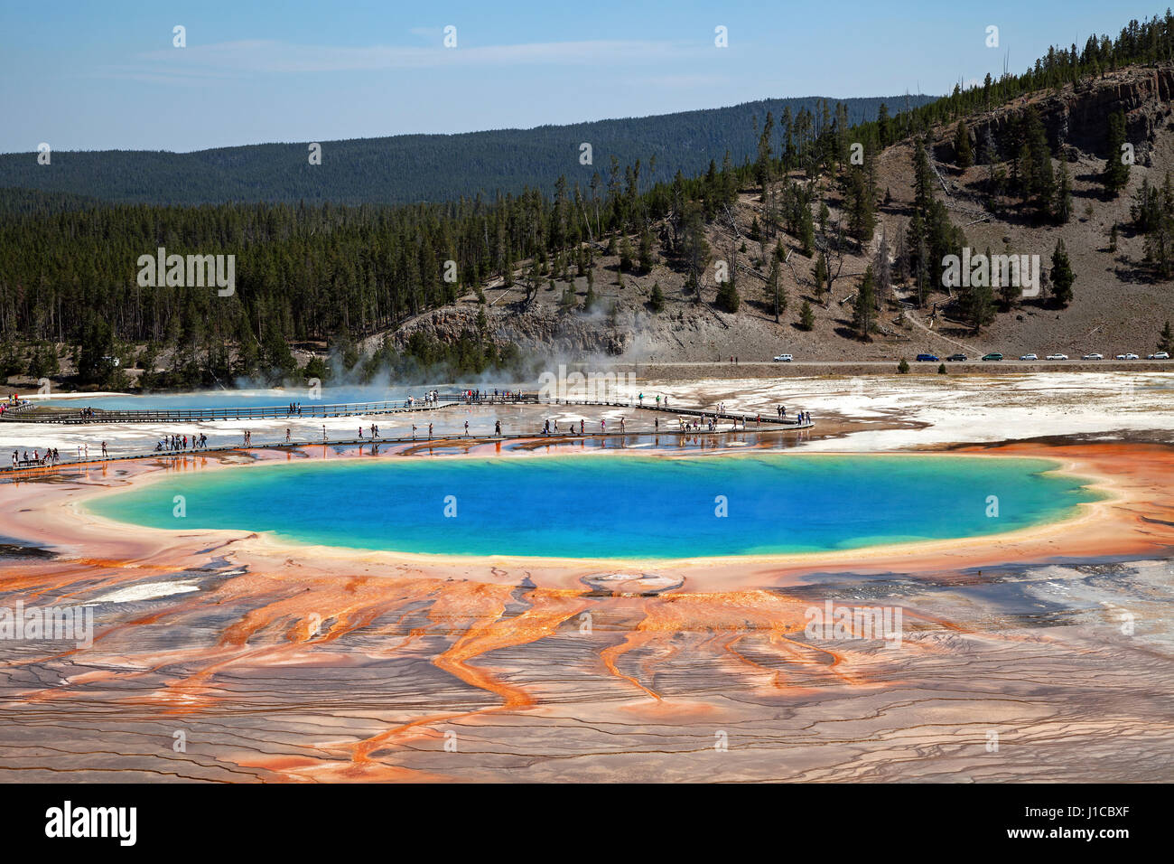 Grand Prismatic Spring, Midway Geyser Basin, Yellowstone National Park, Wyoming, USA Stock Photo
