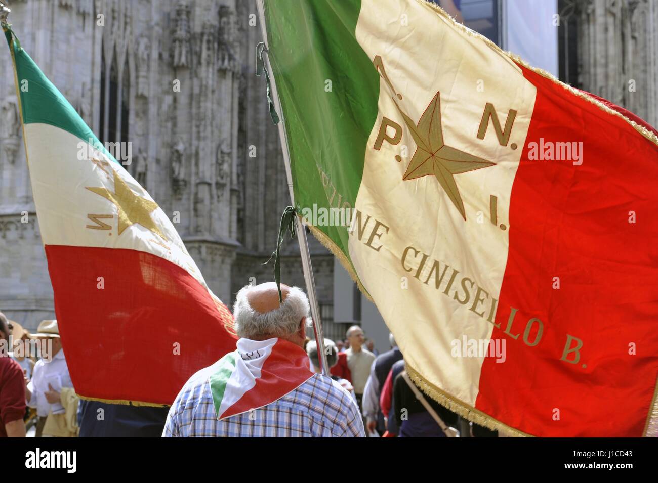 The 25th of April is celebrated annually throughout Italy with feasts and demonstrations to remember the liberation from Nazi-fascism. Stock Photo