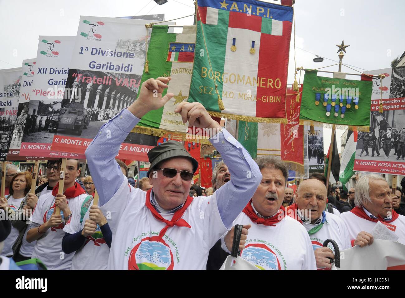 The 25th of April is celebrated annually throughout Italy with feasts and demonstrations to remember the liberation from Nazi-fascism. Stock Photo