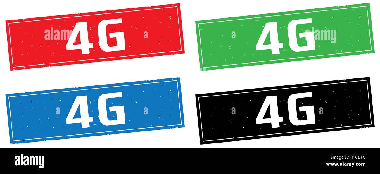 4G text, on rectangle stamp sign, in color set Stock Photo - Alamy