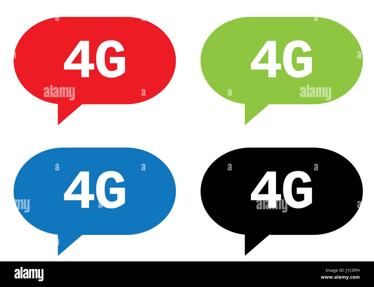 4G text, on rectangle speech bubble sign, in color set Stock Photo - Alamy