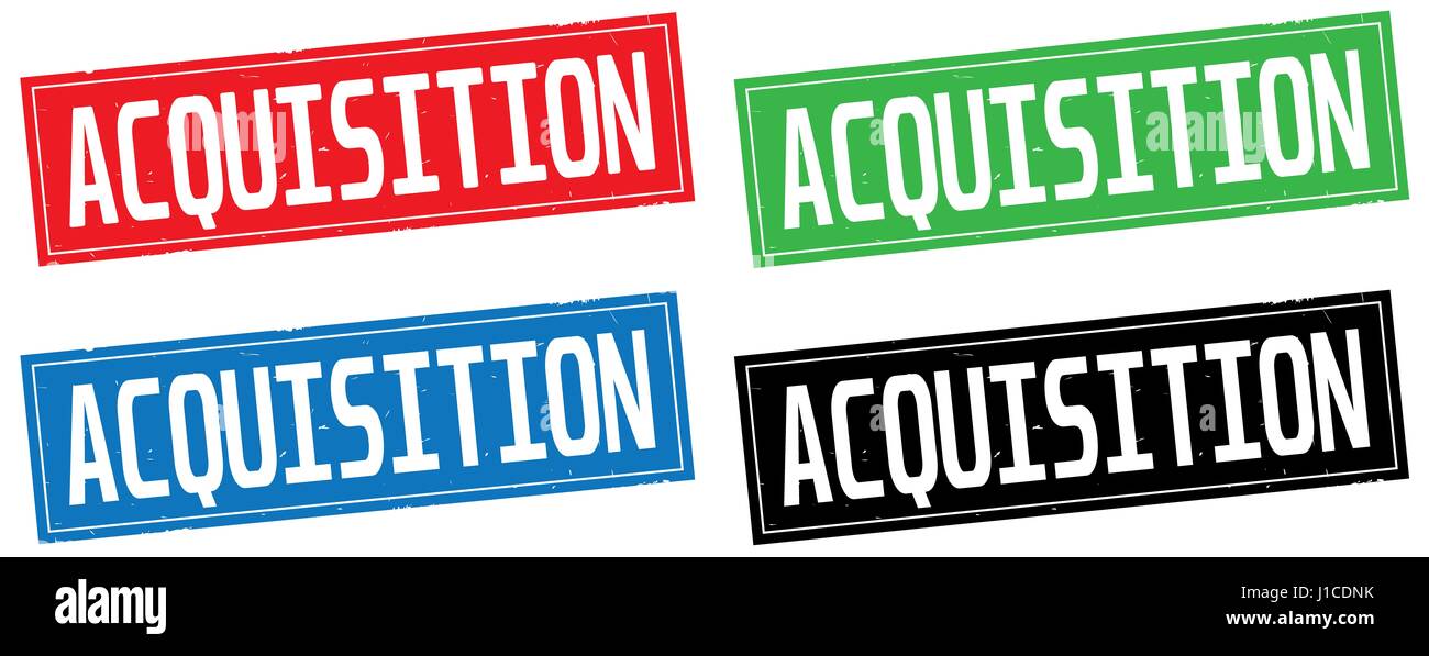 ACQUISITION text, on rectangle stamp sign, in color set Stock Photo - Alamy