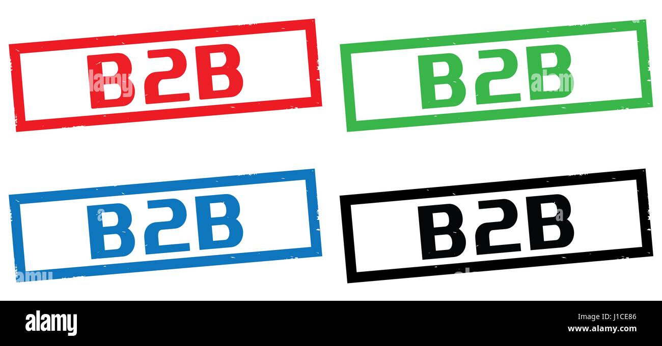 B2B text, on rectangle border stamp sign, in color set Stock Photo - Alamy