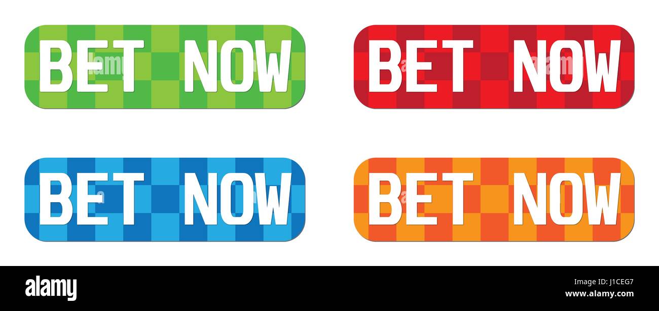 BET NOW text, on rectangle, zig zag pattern stamp sign, in color set ...
