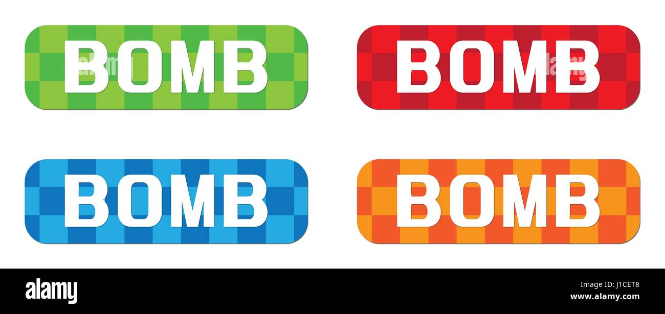 BOMB text, on rectangle, zig zag pattern stamp sign, in color set Stock ...