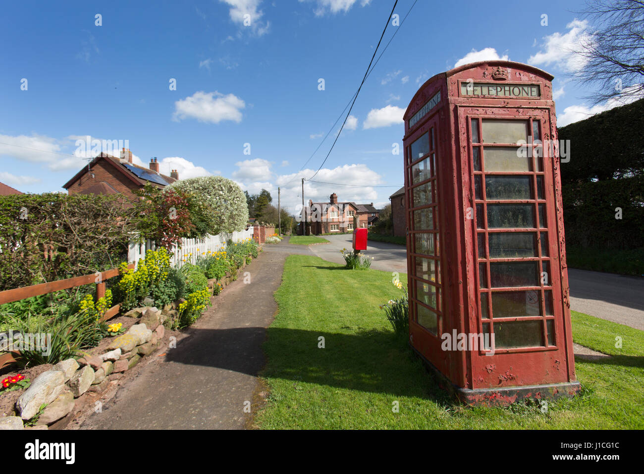 Village of Barton, England. Spring view of the picturesque Cheshire village of Barton. Stock Photo