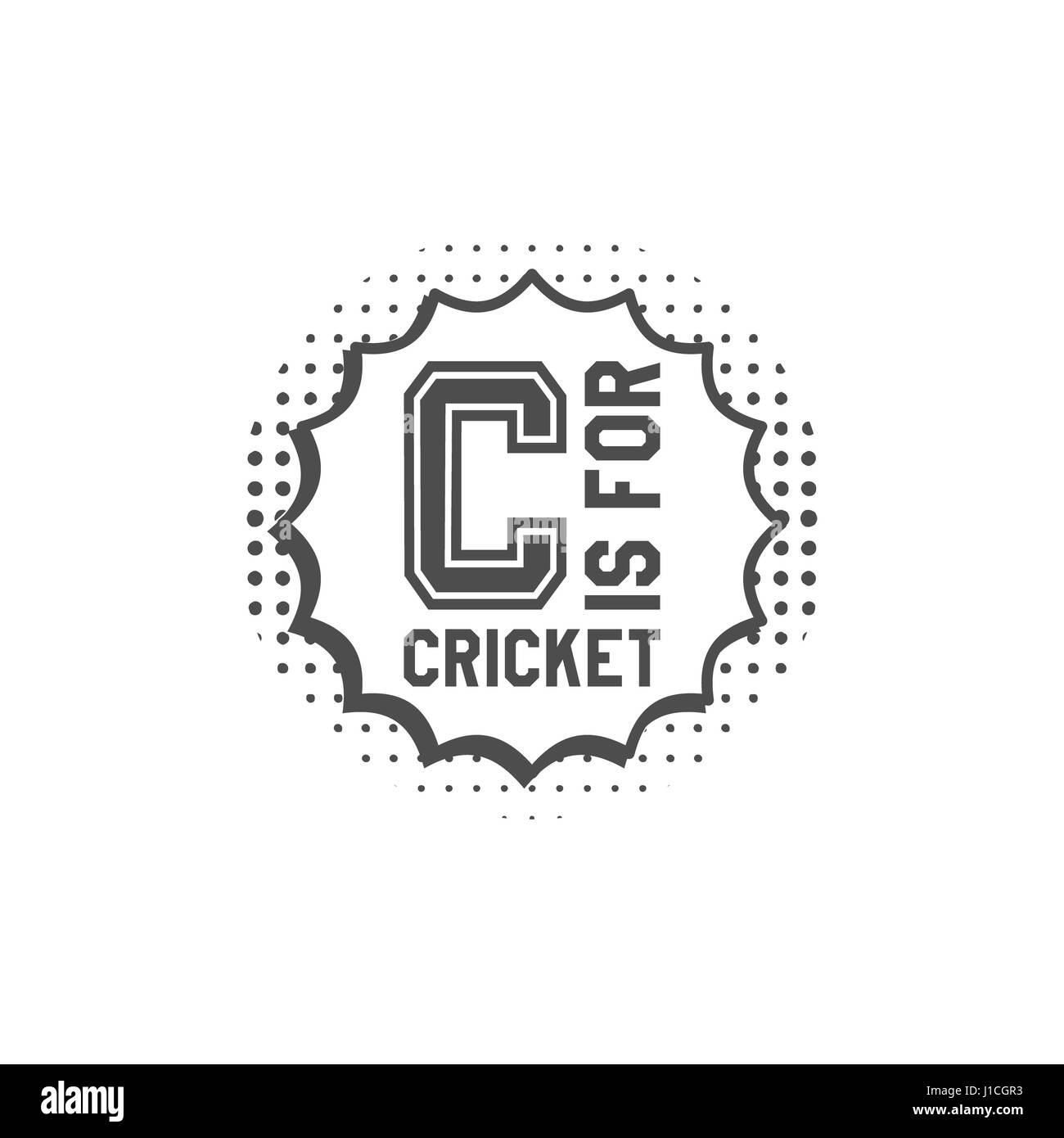 Cricket monogram emblem and design elements. Cricket logo design in pop art style. Cricket club badge. Sports sticker. Monochrome dotted background. U Stock Photo